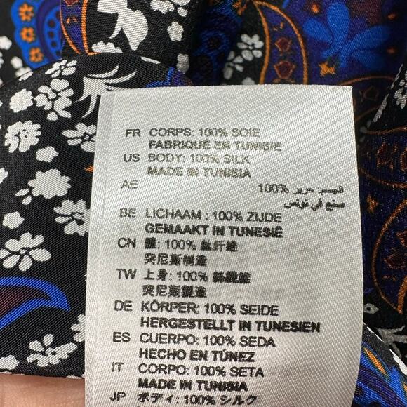 Sandro Paris Silk Paisley Mini Shift Dress in Blue Print Size 2 - Picture 11 of 11